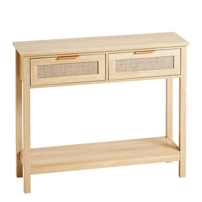 Natural Rattan Console Table with Ample Storage and Sturdy Design