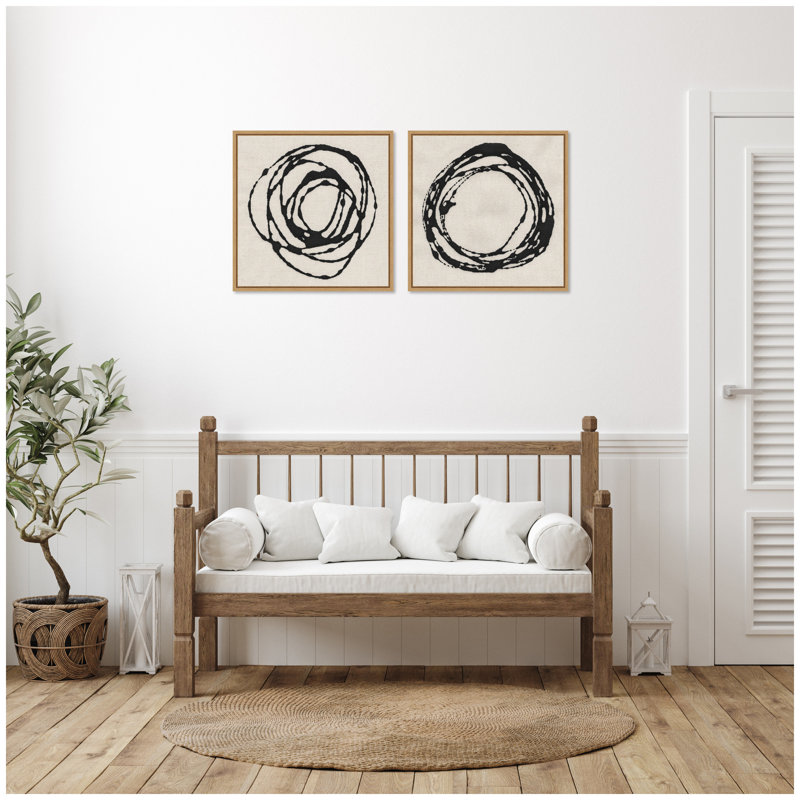 «Flowing Circle Abstracts», ensemble de 2 toiles encadrées par The Creative Bunch Studio, H 22 po x l 22 po