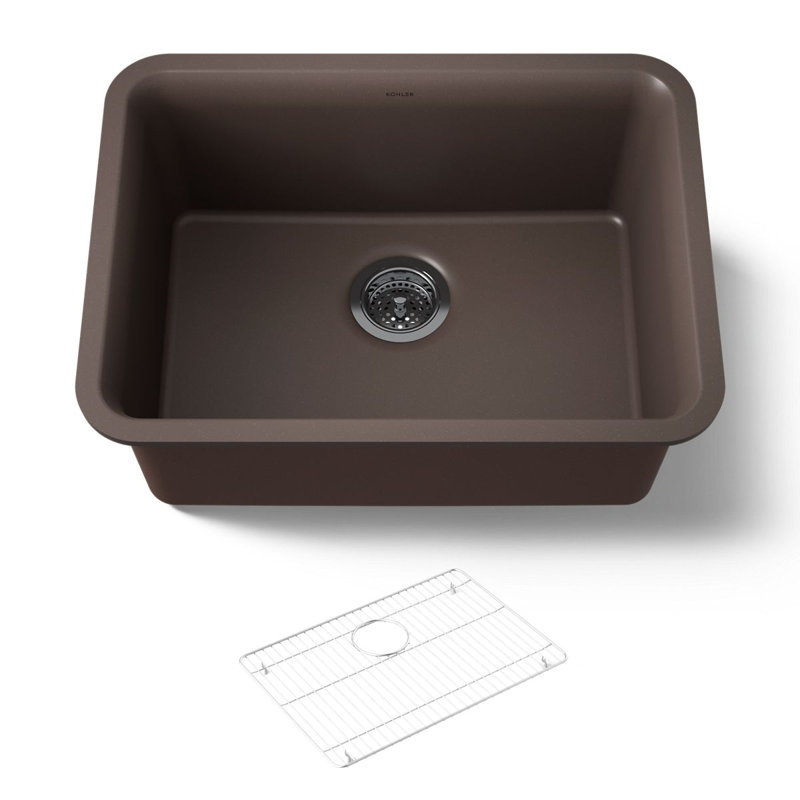 Évier de cuisine encastrable avec accessoires L 25 po x l 18 po Cairn®, Brun mat