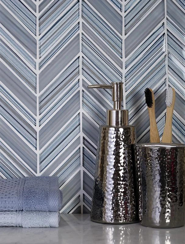 10.4"X10.4" Chevron Glass Mosaic Tile