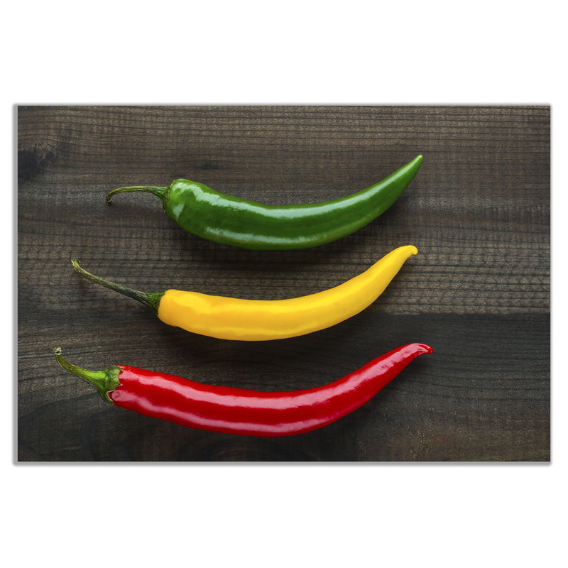 Three Jamaican Chilli Peppers Kitchen 1 Piece Wrapped Canvas Wall Art, 61cm H x 91cm W