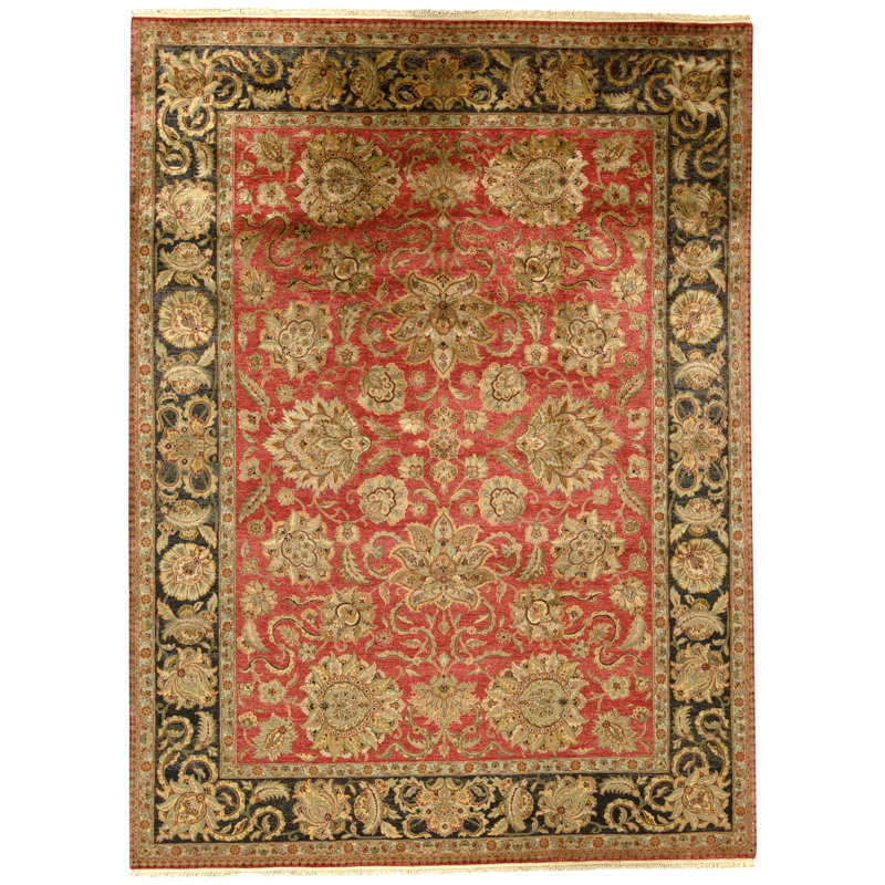 High-Quality Hand-Knotted Red And Black Area Rug