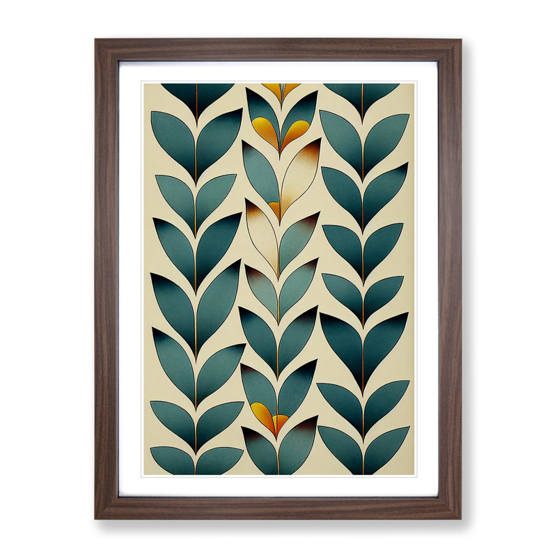 A Bewitching Leaves - Wall Art, 36cm H x 27cm W, Walnut Framed Paper
