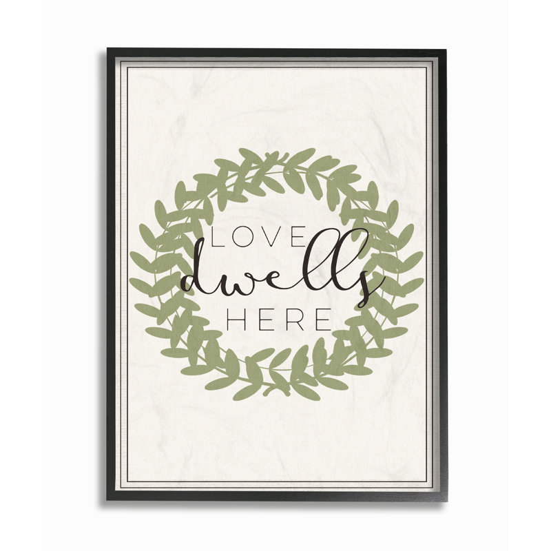 « love habitats here buis couronne », art textuel, Giclée encadrée noir minuit, H 14 po x l 11 po