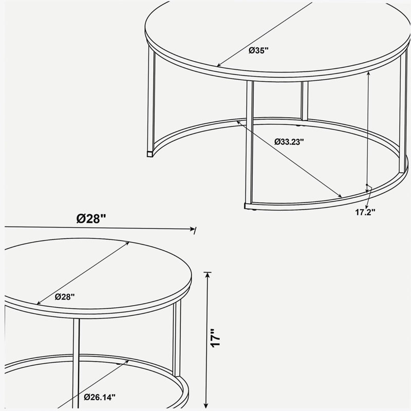 Hanover Grey 2-Piece Round Nesting Coffee Table