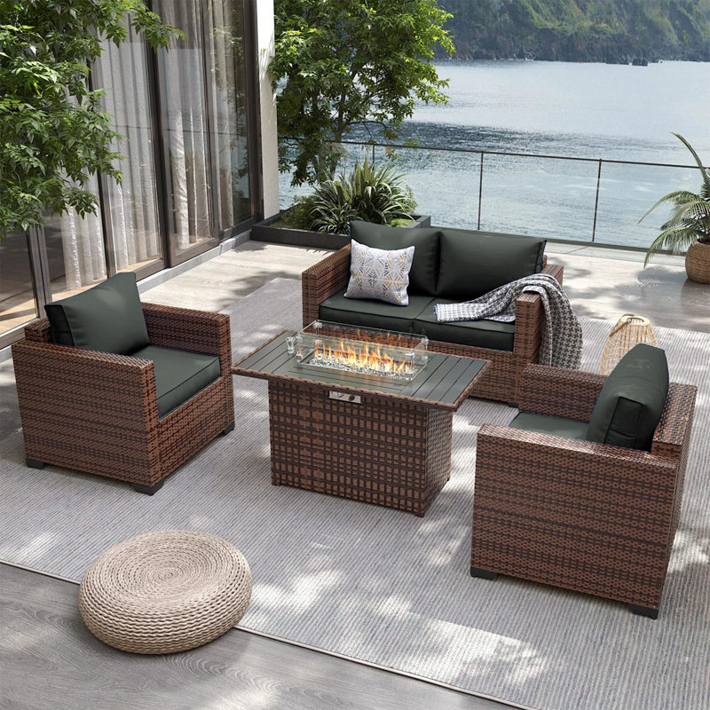 Ensemble de coussins de causeuse d'extérieur 3 pièces - Coussins de siège de patio profond et imperméable de 48 po x 24 po d'épaisseur pour fauteuil à bascule en osier pour 2 personnes, banc - tous temps pour porche, jardin