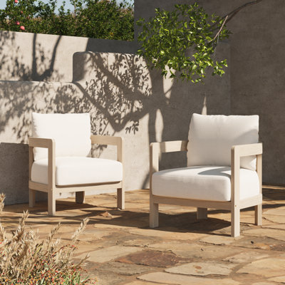 Outdoor Solid Wood Dining Chairs With Cushions