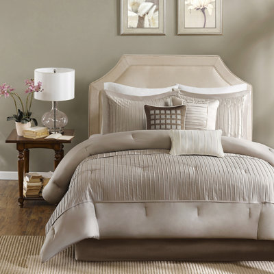 7 Piece Charmeuse Comforter - , Machine Washable Decorative Accents And Modern , Embroidered Pillows