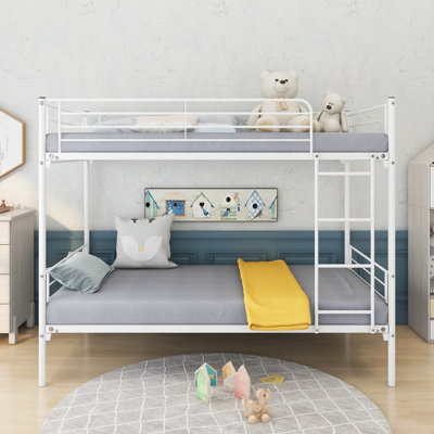 Lit superposé Twintwin avec structure en métal - blanc. Gain de place. Pas de bruit, silencieux. Inclus. Sous rangement pour vêtements et lit, métal, stable. Bruit. Extra une salle blanche