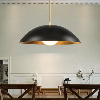 Luminaire suspendu noir mat à 1 lumière Lebone (23,6 po)