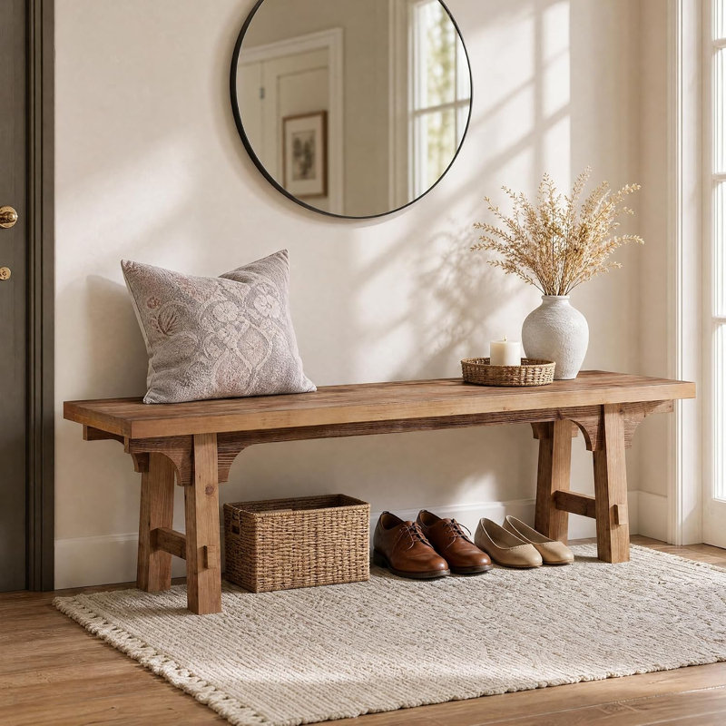 63-Inch Solid Wood Dining Bench