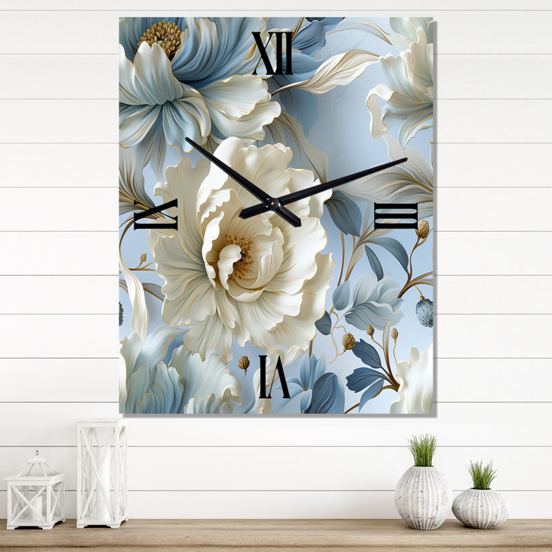 Jamyleth - Floral Modern Wall Clock, 32'' H x 16'' W x 1'' D
