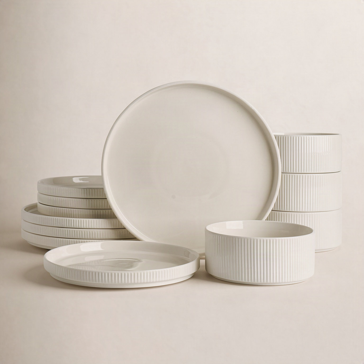 Porcelain Dinnerware Set, Milky White