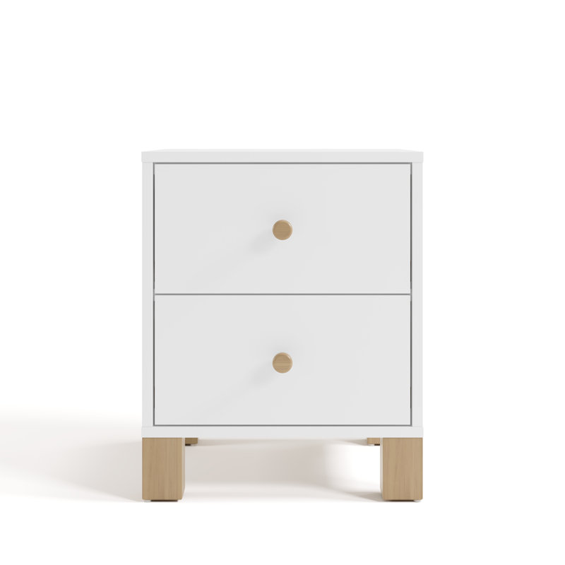Table de chevet 2 tiroirs California, Blanc