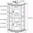 Display Cabinet, Glass, Corner With Lights, Adjustable Tempered Shelves, Mirrored Back