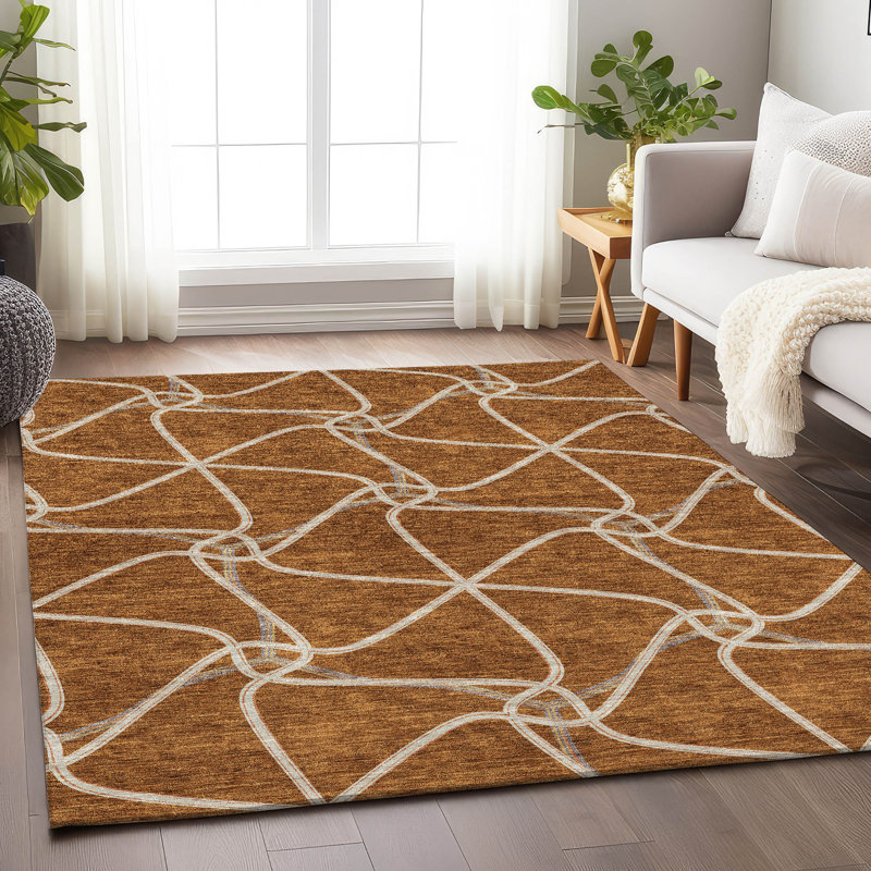 Tapis paprika de qualité supérieure lavable à la machine Prisco, Rectangle 9 pi x 12 pi