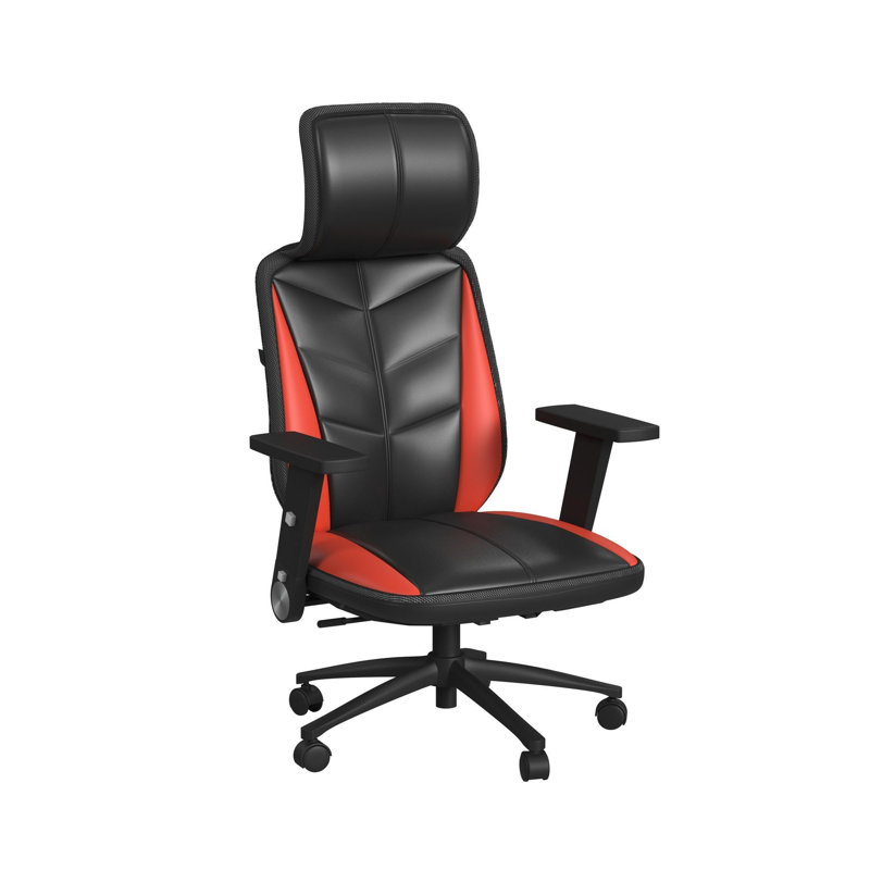 Gaming Chair with LED and Speaker - 3A Packing, Black/Red Faux Leather