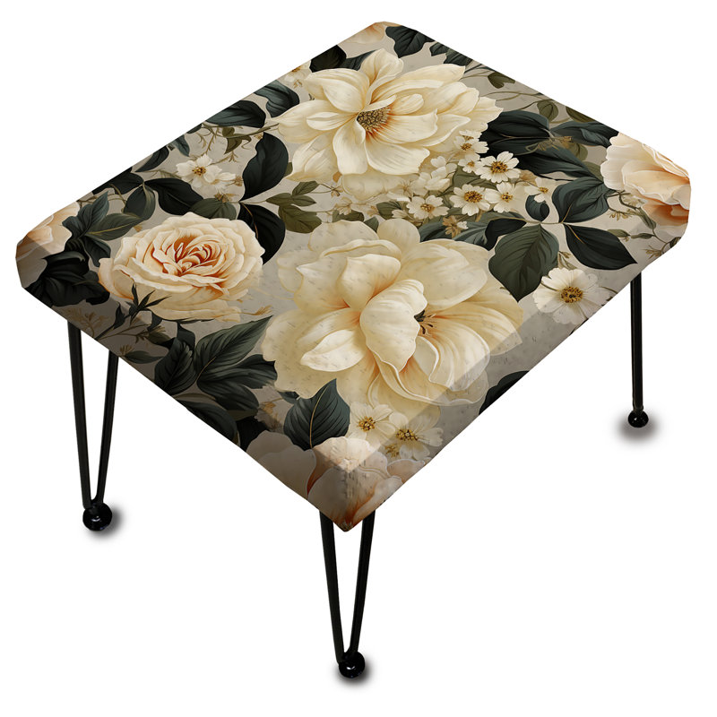 Pink And Beige Antique Trellis II - Floral Rectangle Ottoman