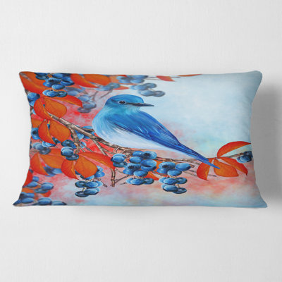 Bright Bird Bullfinch Sitting on a Branch III Rectangular Pillow Cover & Insert