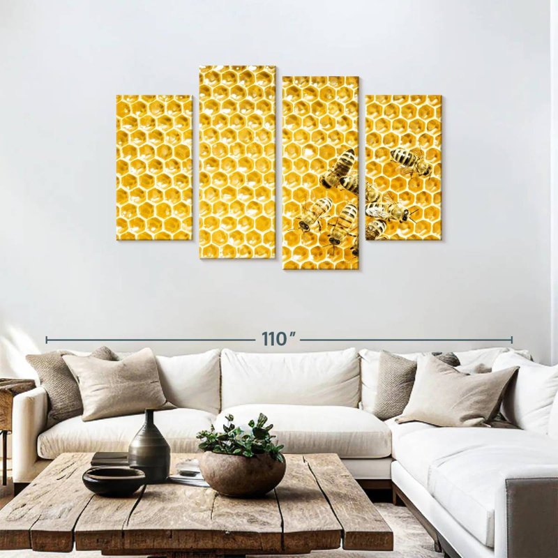 Brampt Honey Bee Cells, 48" H x 75" W