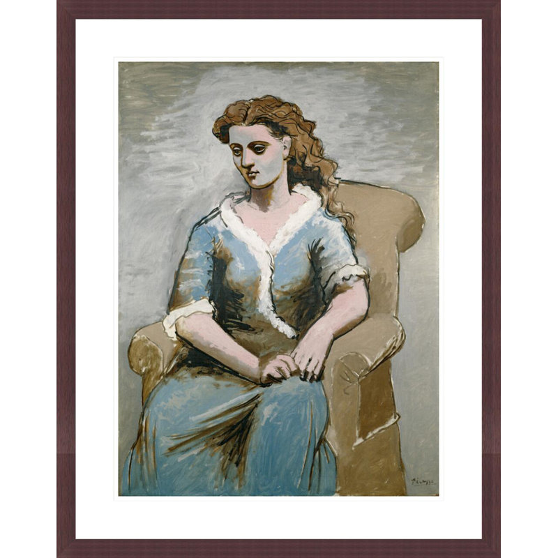 «Femme assise dans un fauteuil» par Pablo Picasso, impression giclée sur cadre, H 29,5 po x l 23,46 po