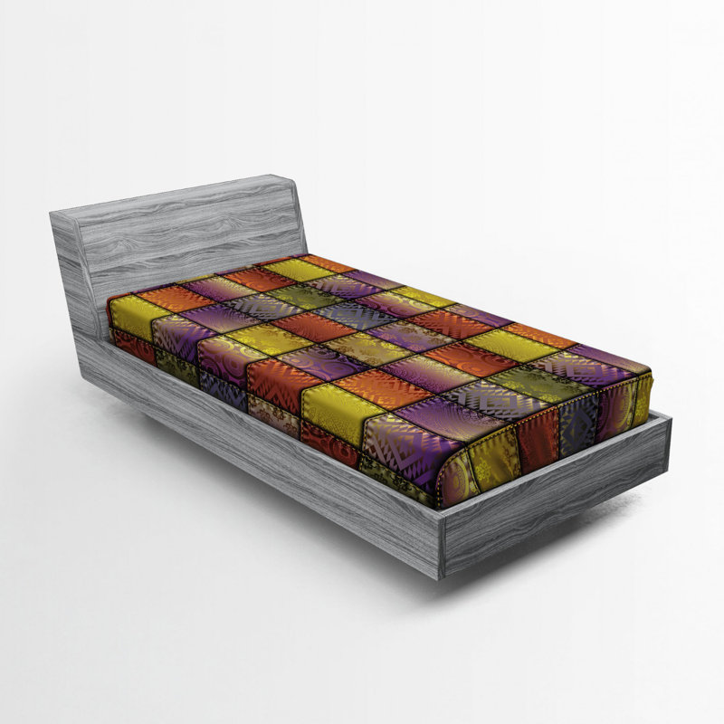 Microfiber Patchwork Fitted Sheet, Twin Fitted Sheet