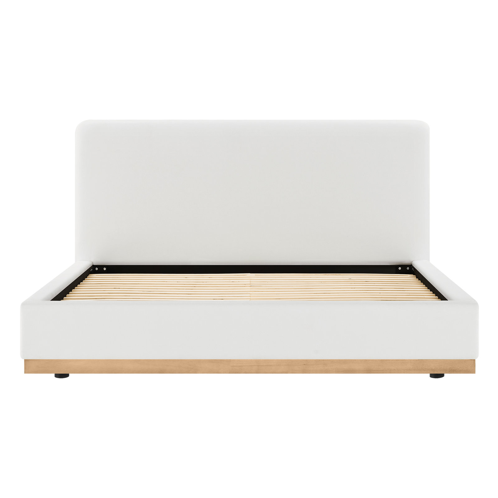 Grounded Upholstered Platform Bed, King, White