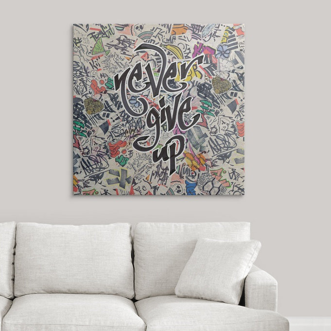 « never renoncer-urban inspiration », impression, H 20 po x l 20 po x P 1,5 po, Toile