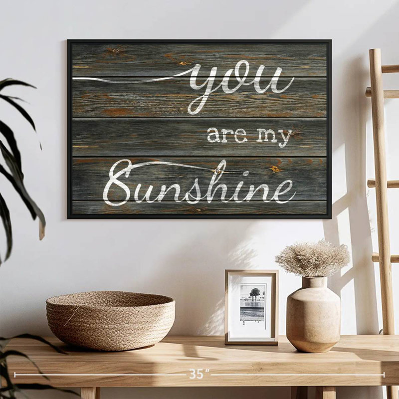 You Are My Sunshine Typographie I, 25 po x 17 po, Cadre flottant noir