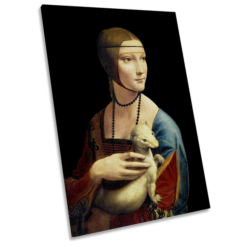 Leonardo Da Vinci Lady With An Ermine - Wrapped Canvas Painting, 45.7cm H x 30.5cm W x 2cm D
