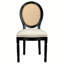 Ensemble de 2 chaises de salle à manger French Country, chaises rembourrées à dossier rond en rotin, pour le salon, la cuisine, le restaurant, structure en bois massif noir, tissu beige-1619035456-1619035459