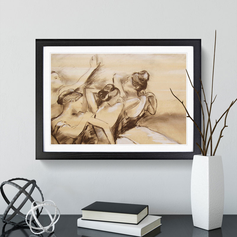 Study of Ballet Ballerina Dancers Vol.1 by Edgar Degas - Framed Print, 48cm H x 65cm W x 2cm D, Black Framed