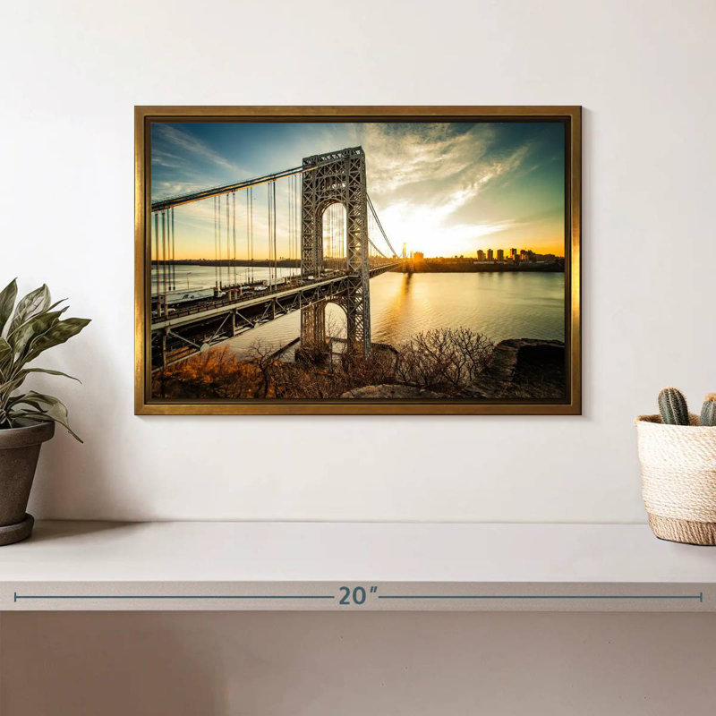 Pont George Washington NJ, Cadre flottant doré, 13 po x 9 po