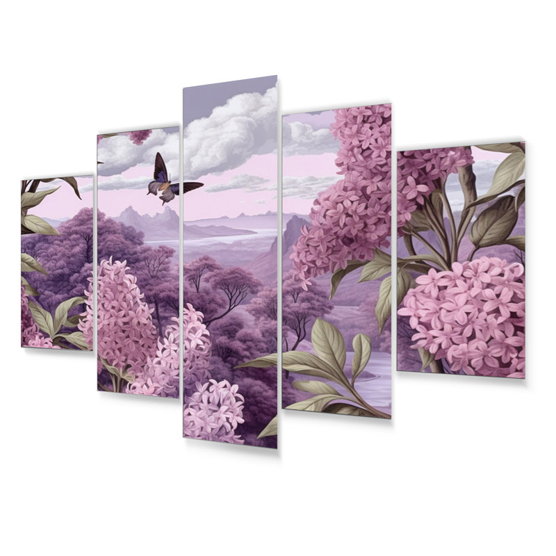 «Lilac mauve», ensemble d'art mural en métal Lilacs