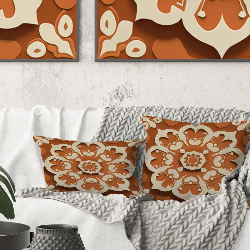 Moroccan Tiles In Earth Tones I - Coussin décoratif à imprimé abstrait