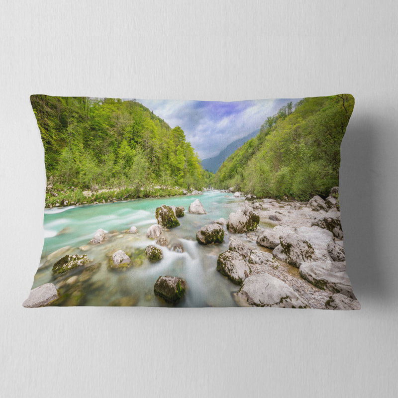 Coussin lombaire en cascade avec paysage imprimé