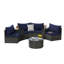 Terrasse extérieure en demi-lune avec table basse ronde - Mobilier à structure résistante aux intempéries, confortable et spacieux, aux couleurs inaltérables
