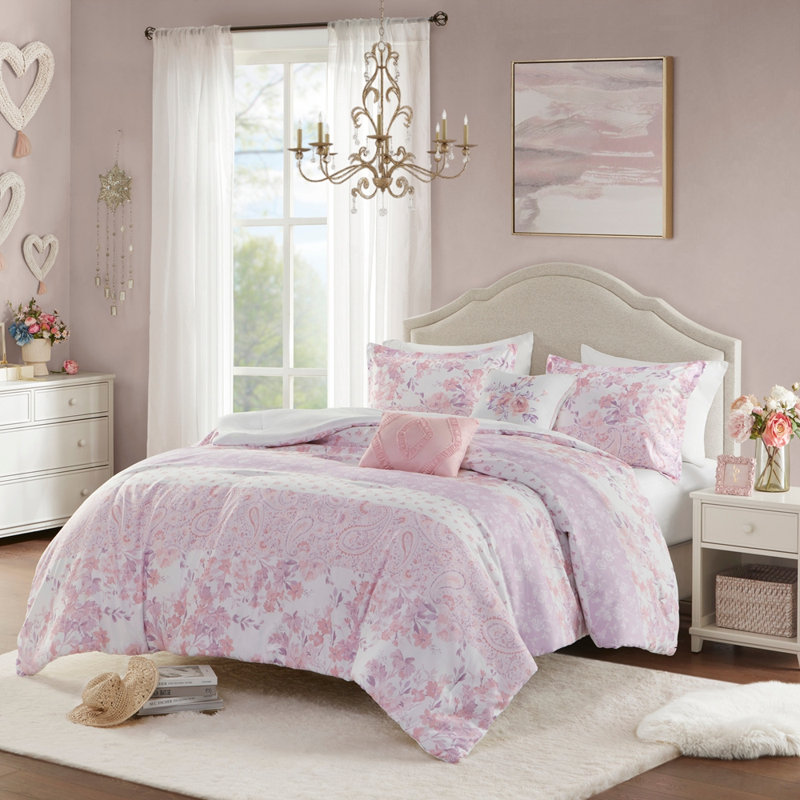 Ensemble d'édredon floral à motif cachemire, Twin/Twin XL Sheet Set + 3 Additional Pieces