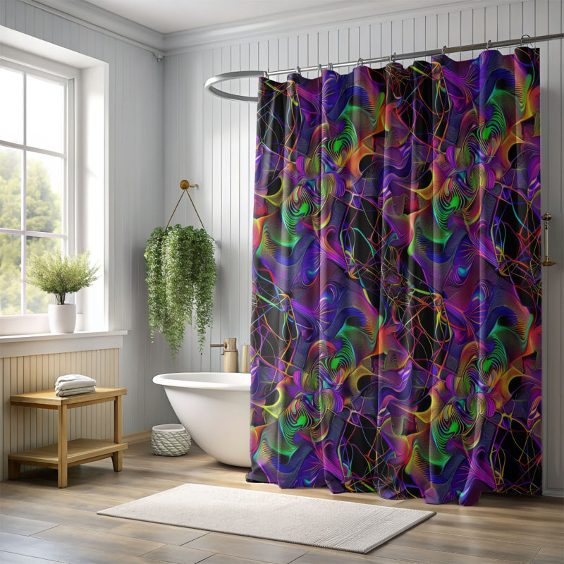 Rideaux de douche psychédéliques - Premium, H 74 po x l 71 po