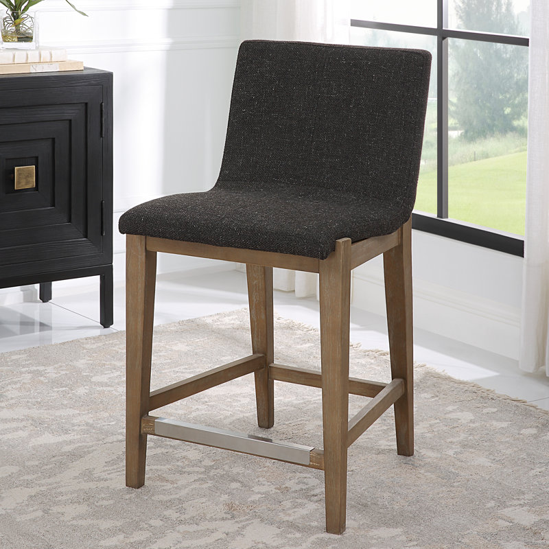 Klemens Upholstered Extra Tall Stool with Solid Wood Frame