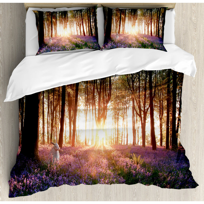 Rustic Polyester Floral Duvet Cover