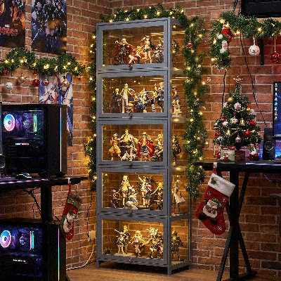 67.5" H x 23" W Acrylic Display Cabinet With Flip Up Door, Curio Cabinet Collection Storage Showcase Organizer