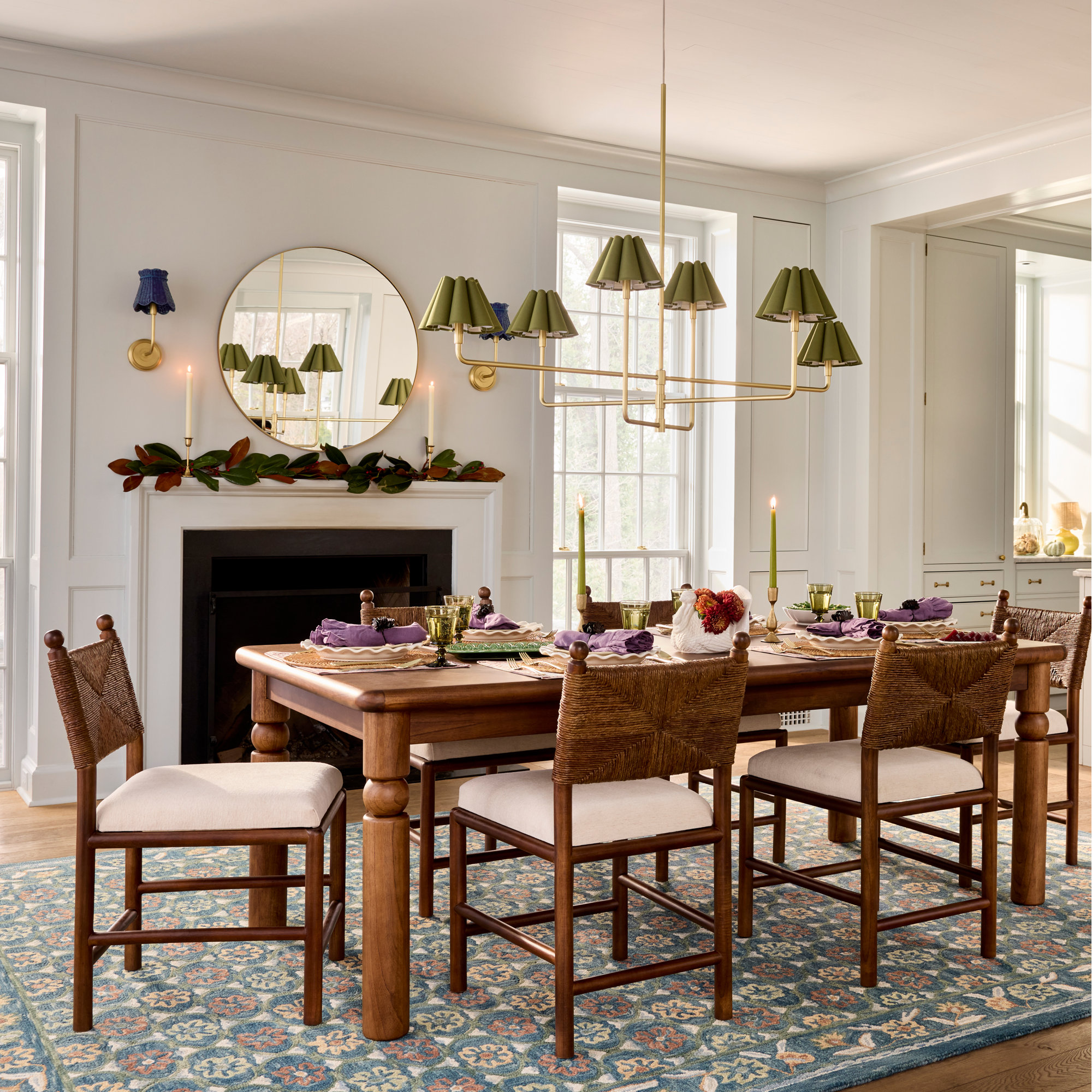 Finnian Natural Tapered Chandelier Shade, Indigo