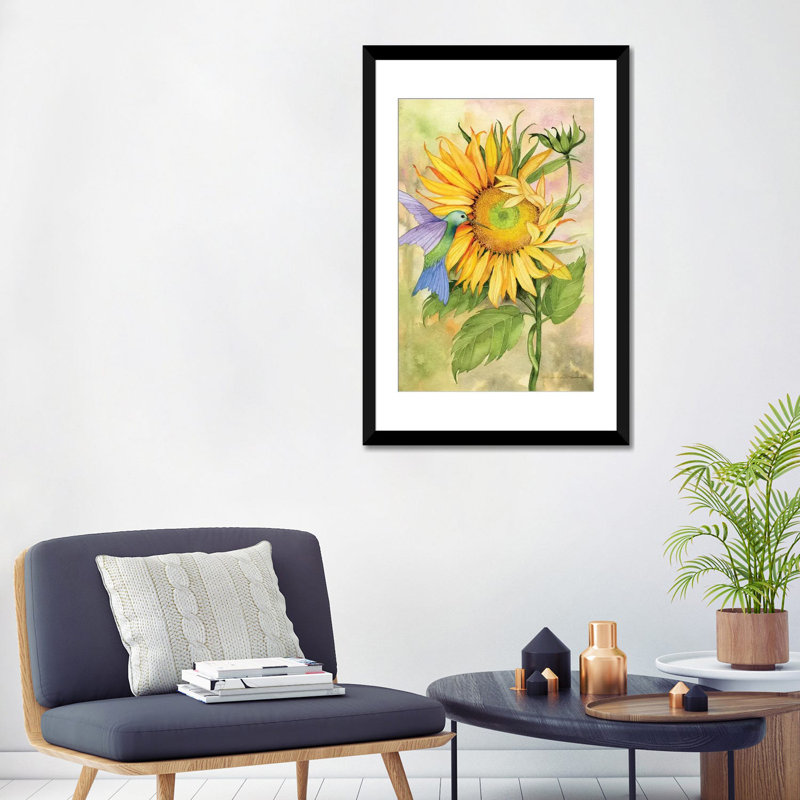 « summer fun oiseau », impression sur toile, Toile avec cadre noir, H 48 po x l 32 po x P 1,5 po, Pas de tapis