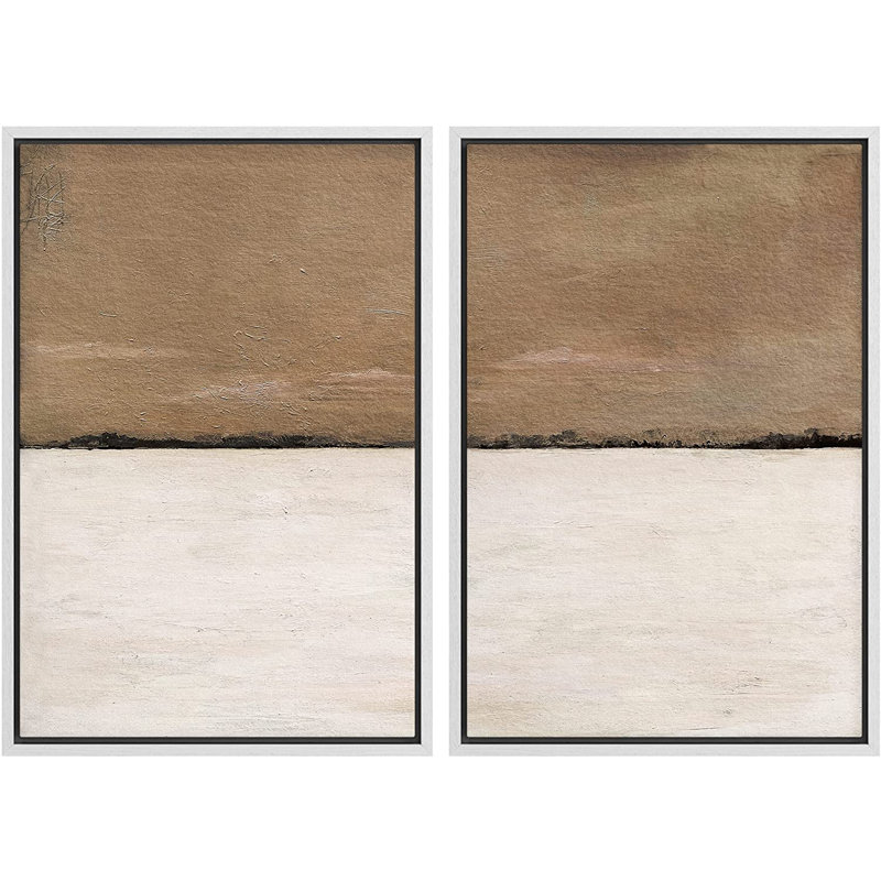 Ensemble de 2 peintures encadrées sur toile, H 24 po x l 32 po x P 1,5 po, Blanc