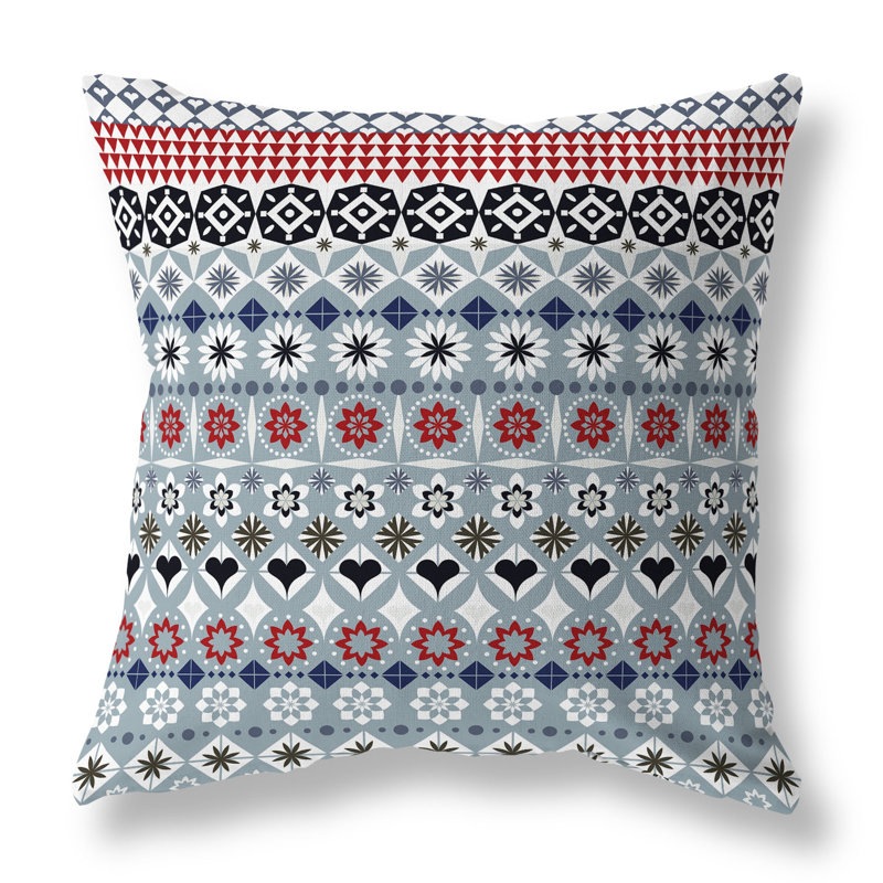 Shape Synergy Outdoor Reversible Throw Pillow, 18"H x 18"W, Blue/Red/Gray