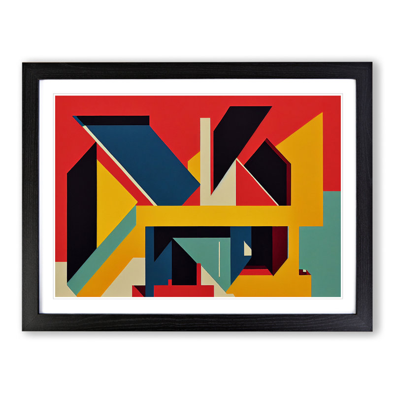 Abstract Bauhaus Art Vol.4 - Single Picture Frame Print, 25cm H x 34cm W x 2cm D, Black