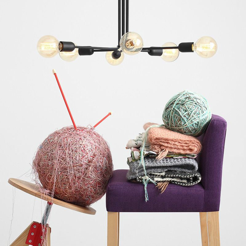 Elidge 6 - Light Sputnik Chandelier, Black