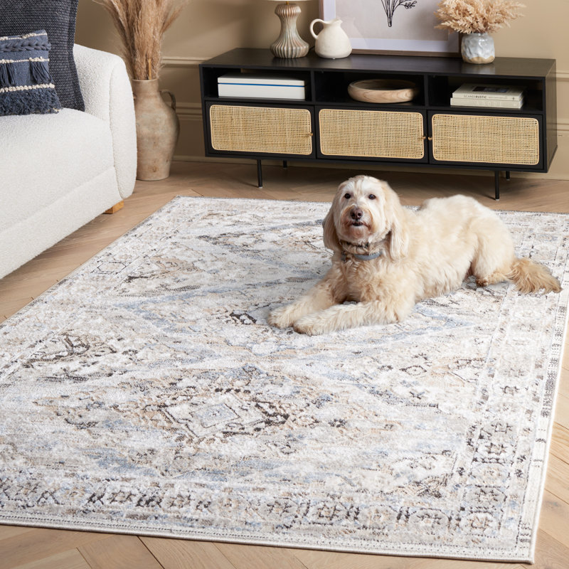 Tapis oriental d'intérieur / extérieur Henar Performance, Rectangle 5 pi 3 po x 7 pi 6 po