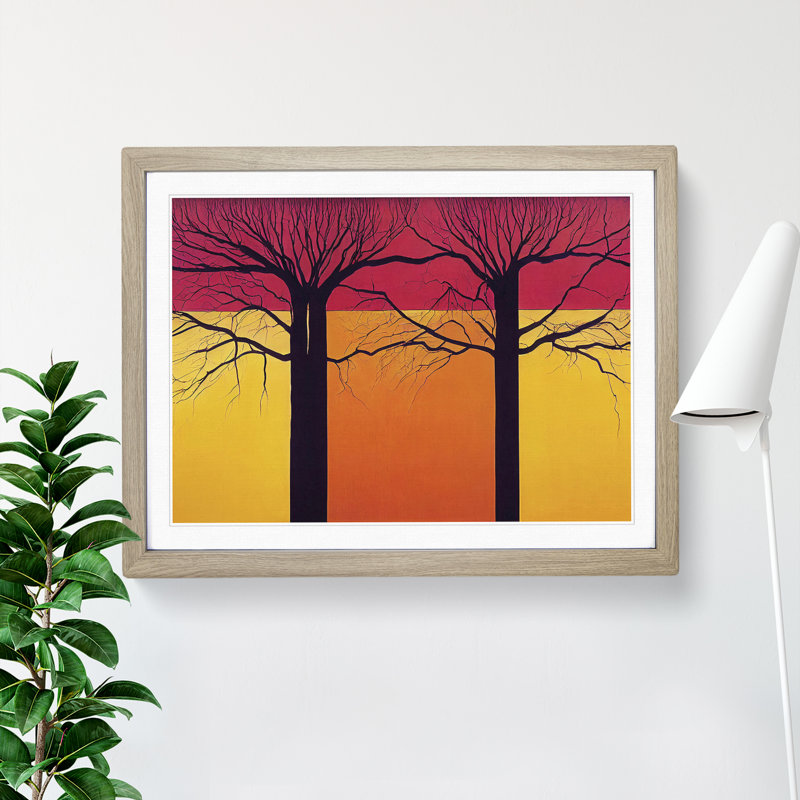 Excellent Abstract Trees - Framed Print, 46cm H x 64cm W x 2cm D, Oak